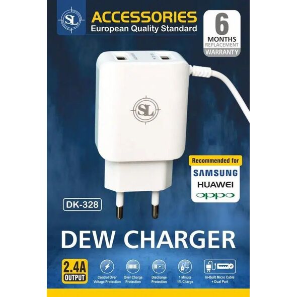 2.4A Dual Micro USB Dew Charger